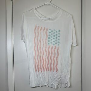 CHRLDR White American Flag USA Red Blue Short Sleeve T Shirt Light Weight Small